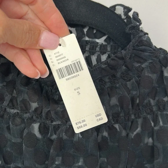 Maeve Smocked High-Neck Tiered Tank Top Black NWT - Picture 7 of 8